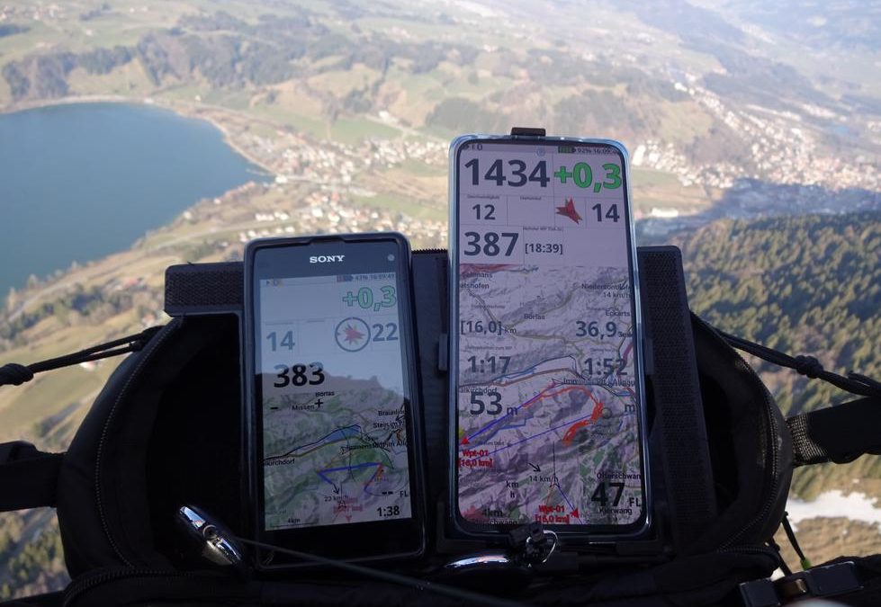 Entspiegelungsfolie im Flugsport – Xiaomi Redmi Note 10 Pro unter dem Gleitschirm entspiegelt